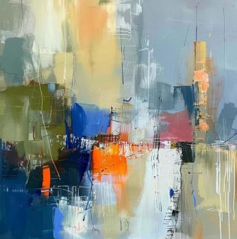 Blue red yellow decorative painting